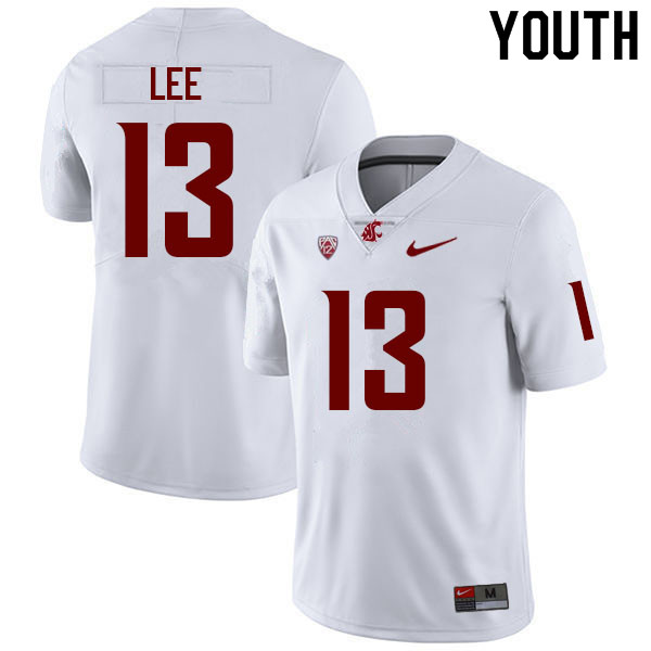 Youth #13 Jordan Lee Washington State Cougars College Football Jerseys Sale-White - Click Image to Close
